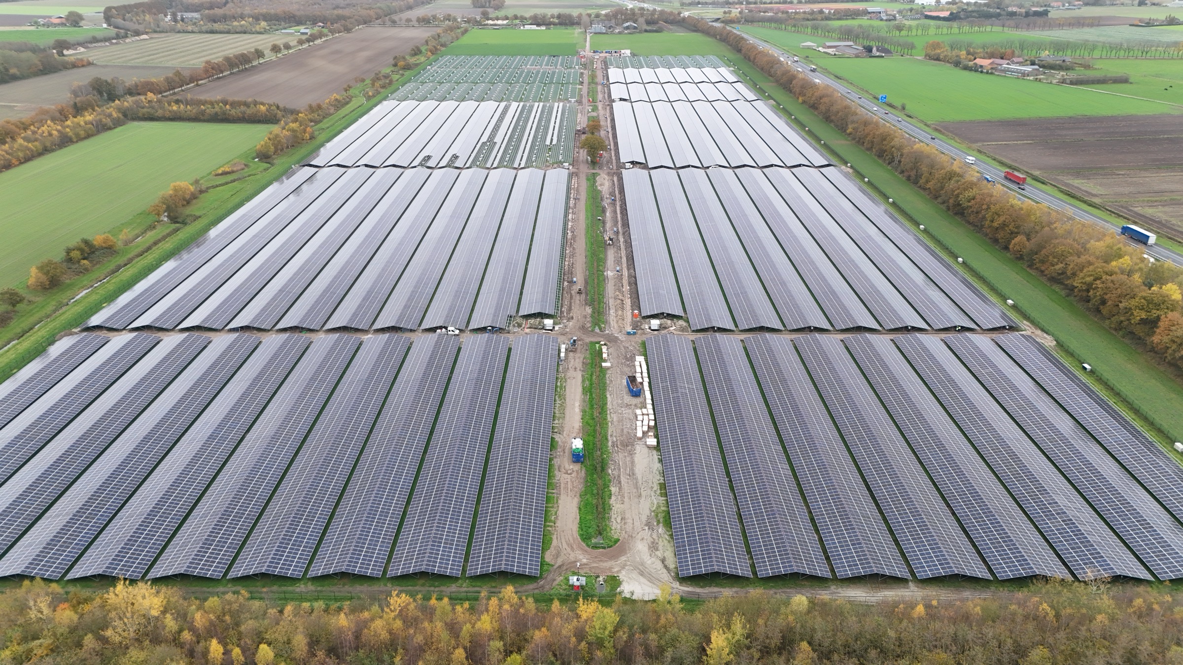 Aerial view of a solar farm
